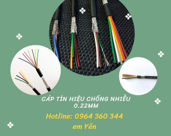 Cáp tín hiệu bọc lưới đồng mạ bạc chống nhiễu 24AWG 0.22mm