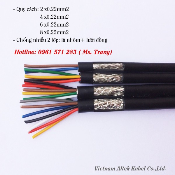 Cáp tín hiệu có lớp chống nhiễu 6 lõi tiết diện 0.22