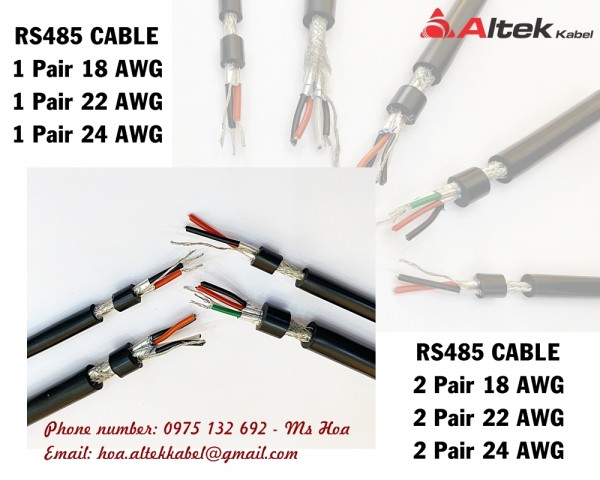 Cáp tín hiệu RS485 24AWG 2Pair (2x2x0.22) hàng chuẩn Altek Kabel