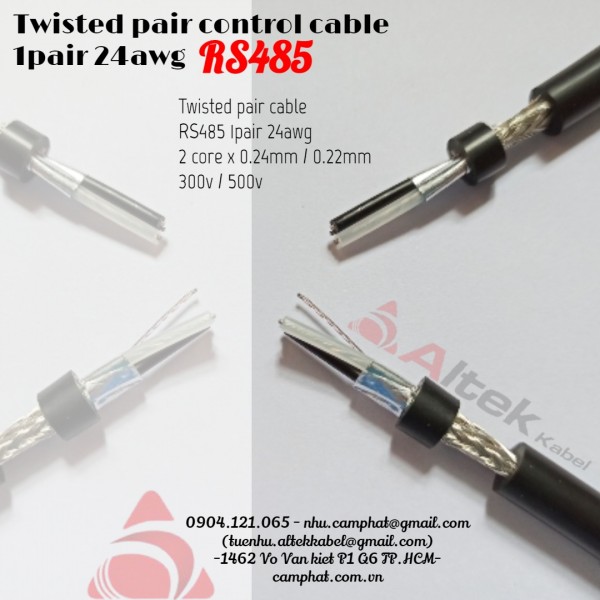 Cáp tín hiệu vặn xoắn chống nhiễu (Twisted Pair Control Cable) RS485 1 Pair 24awg