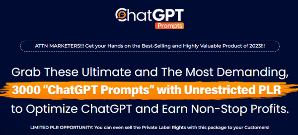 ChatGPT Prompts Unrestricted PLR OTO 2023: Full 3 OTO Details + 5,000 Bonuses + Demo