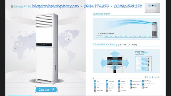 Chi tiết dòng máy lạnh tủ đứng CASPER công suất 2 ngựa - 3 ngựa - 5 ngựa