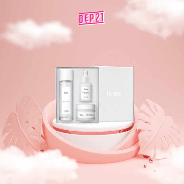 Chỉ với 10 phút mỗi ngày cùng HUXLEY Brightening Care Trio Set, da sẽ luôn trắng hồng rạng rỡ