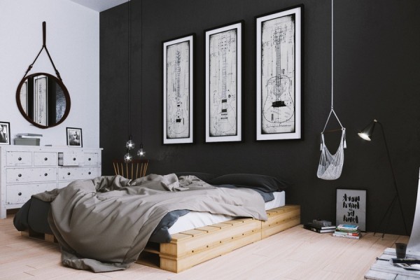 Chọn tông màu đen trắng hiện đại cho phòng ngủ