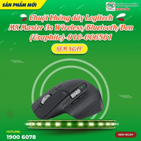 Chuột không dây Logitech MX Master 3s Wireless/Bluetooth/Đen (Graphite)-910-006561