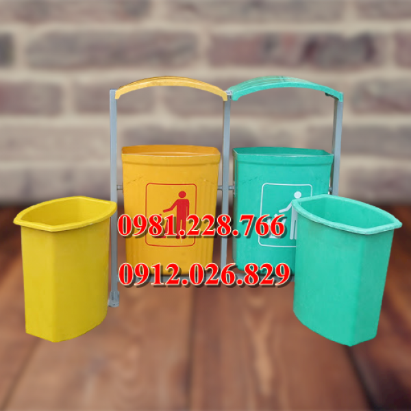 Chuyên bán thùng rác nhựa treo đôi composite 80 lít  tại Lâm Đồng