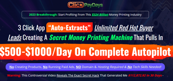 Click Paydays OTO 1 to 9 OTOs Bundle Coupon + 88VIP 3,000 Bonuses Upsell