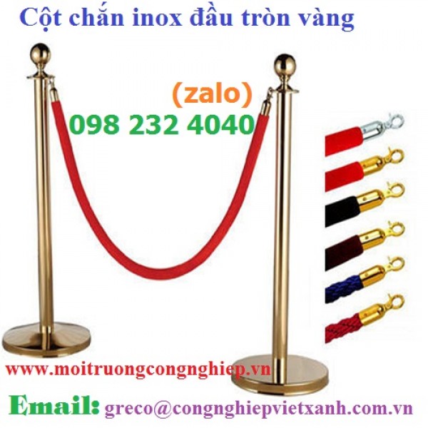 Cột chắn inox đầu tròn vàng