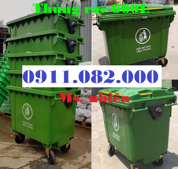 Cung cấp thùng rác 660 lít giá rẻ tại tiền giang- lh 0911082000- Nhiên