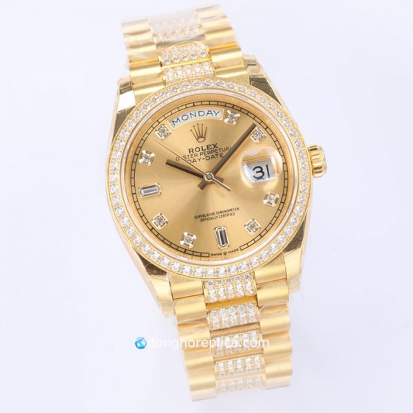 Đánh giá tổng thể thiết kế mẫu đồng hồ Rolex Rep 1:1 cao cấp Day Date M228348RBR-0002