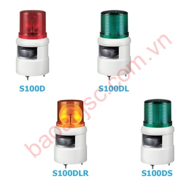 Đèn cảnh báo/tín hiệu gương xoay bóng sợi đốt tích hợp còi điện qlight s100d series