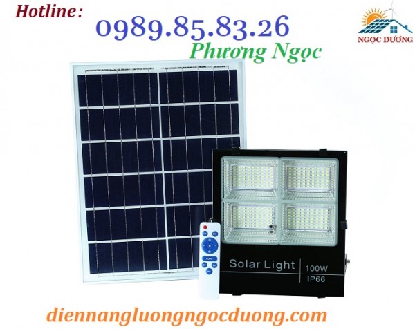 Đèn LED pha năng lượng mặt trời 100W 4 khoang, đèn pha 4 khoang năng lượng mặt trời