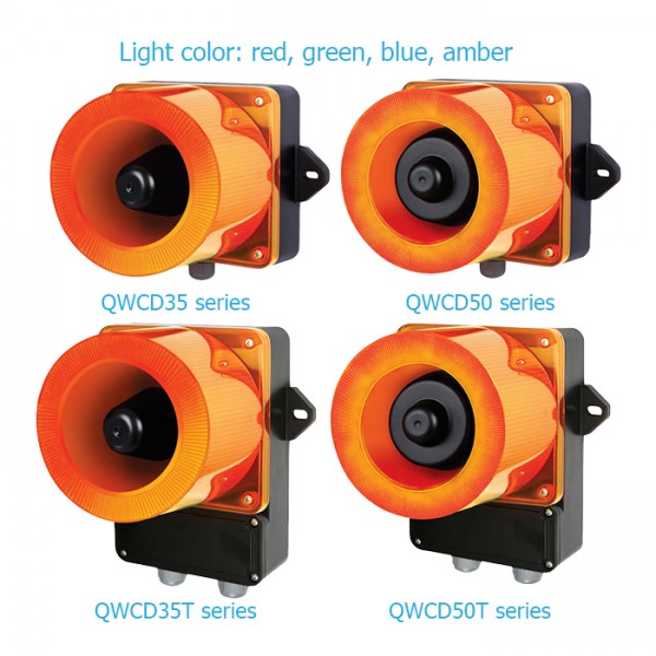đèn led tín hiệu nhấp nháy tích hợp còi điện qlight qwcd35-12/24-a-lc