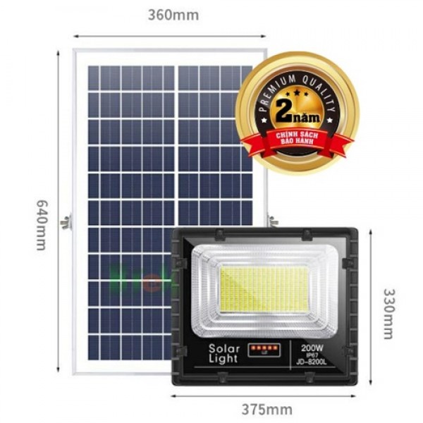 Đèn pha năng lượng mặt trời 200W JD-8200L - Bitek Solar