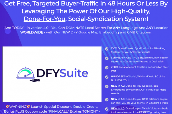 DFY Suite 4.0 OTO 1,2,3,4,5 Upsells OTO Links + VIP 3,000 Bonuses