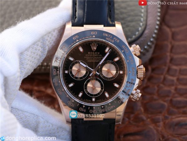 Đôi nét về mẫu đồng hồ cơ nam Rolex Daytona ceramic dây da cá sấu siêu cấp