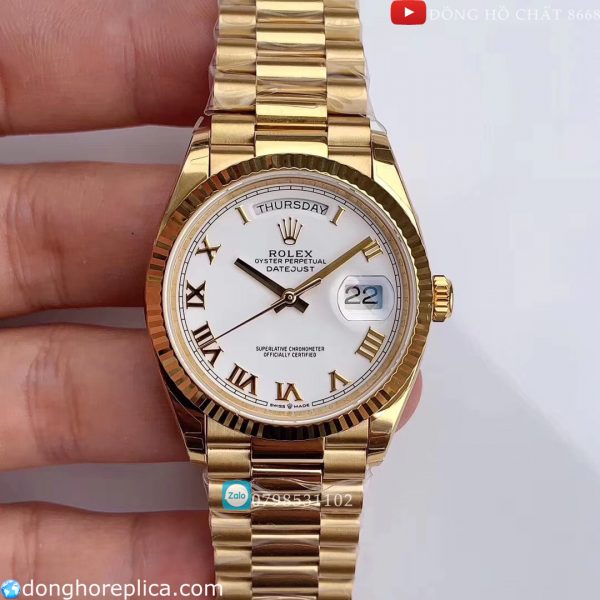 Đồng hồ Rolex Gold Day Date 36mm 128235 White Dial Replica 1:1