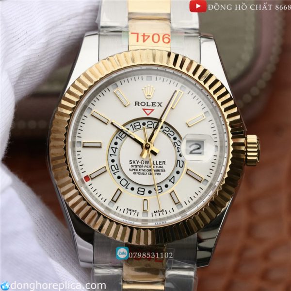 Đồng hồ Rolex Gold Sky Dweller White Dial M326933-0009 Rep 1:1