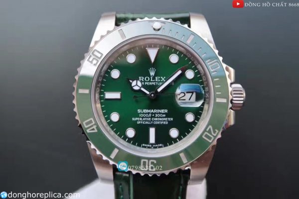 Đồng hồ Rolex Submariner date green thép 904L máy Thụy Sỹ