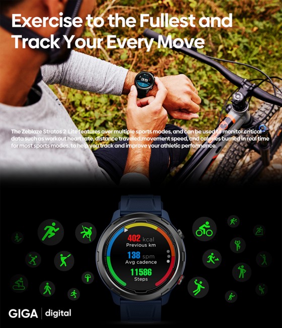 Đồng hồ thông minh Zeblaze Stratos 2 Lite giá tốt theo dõi sức khỏe 24h