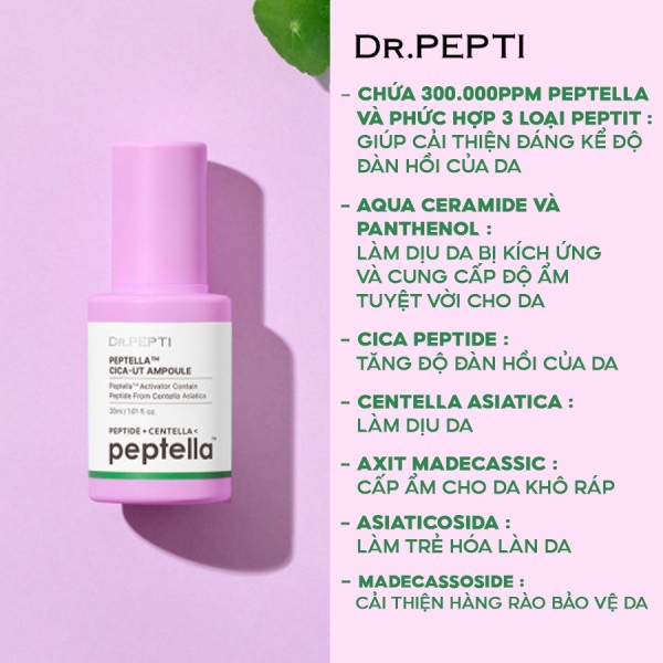 Dr.Pepti peptella cica-ut ampoule - Quá trình hồi phục da sau mụn trở nên dễ dàng hơn