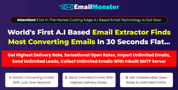 Email Monster Unlimited OTO 1 to 3 OTOs Links + Bonuses Upsell EmailMonster>>>