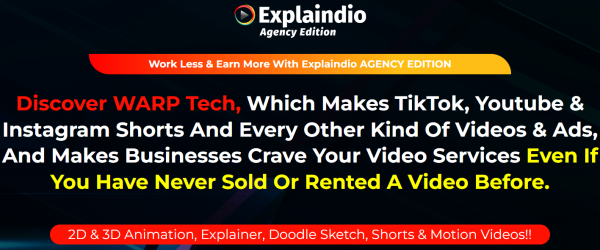 Explaindio AGENCY OTO 1 to 9 OTOs Links Here + VIP 1,800 Bonuses Review