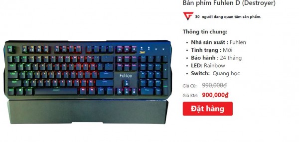 Fuhlen Eraser bàn phím chơi game giá dưới 1 triệu đồng