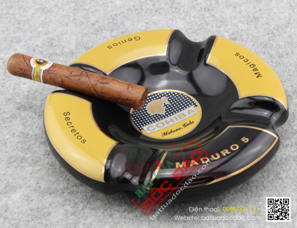 Gạt tàn xì gà gốm sứ Cohiba 4 điếu G408, quà biếu sếp nam cao cấp