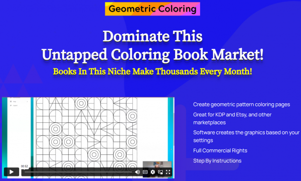 Geometric Coloring OTO 1,2,3,4,5 Upsells OTO Links + VIP 3,000 Bonuses