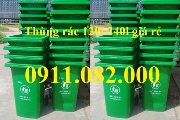 Giá rẻ thùng rác 240 lít tại sóc trăng- Thùng rác 120 lít màu vàng, xanh- lh 0911082000