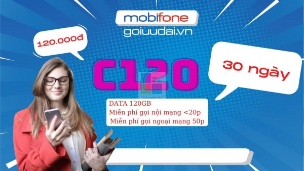 Giới thiệu về gói cước C120 nhà mạng Mobifone  ưu đãi 4gb/ngày  + miễn phí gọi chỉ 120k