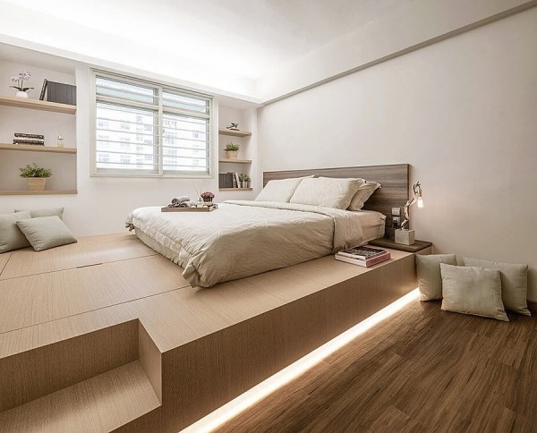 Giường giật cấp giúp tăng vẻ đẹp tổng thể căn phòng