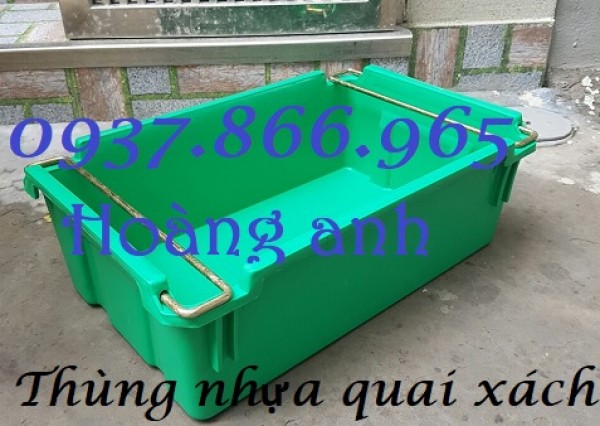 Hộp nhựa có quai sắt, thùng nhựa xếp chồng , khay nhựa đựng đồ cơ khí, khay A2