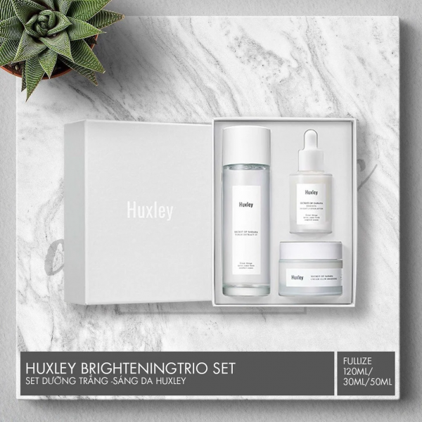 HUXLEY Brightening Care Trio Set - “đánh thức” làn da căng bóng mịn màng với 3 bước tối giản