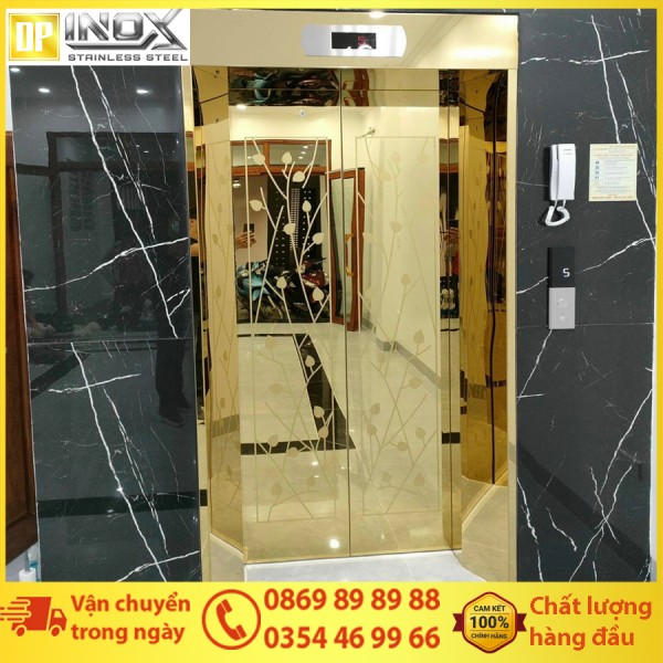 Inox gương vàng 304 ốp thang máy giá rẻ tại Hà Nội