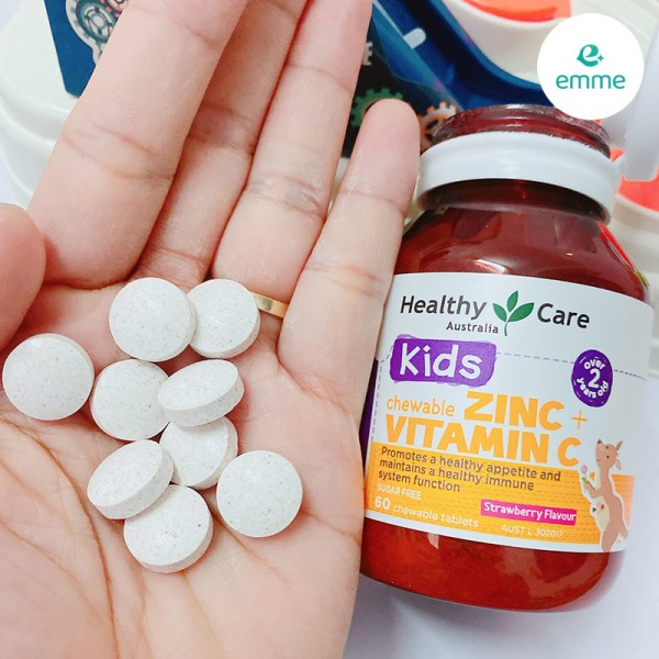 Kẽm vitamin C Healthy Care Kids Zinc + Vitamin C 60 viên cho bé của Úc