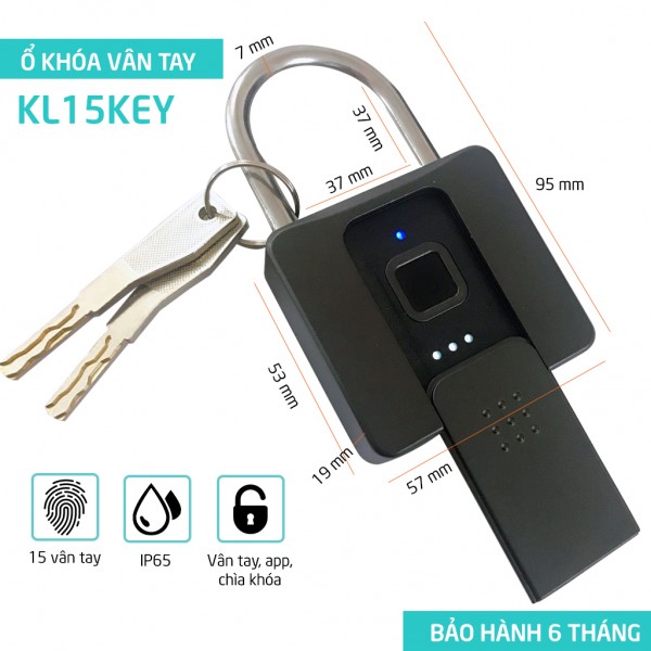 Khóa vân tay-Bluetooth KL15Key - Có chìa khóa dự phòng