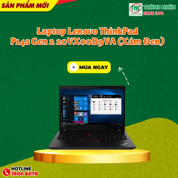 Laptop Lenovo ThinkPad P14s Gen 2 20VX00D9VA (Xám Đen)