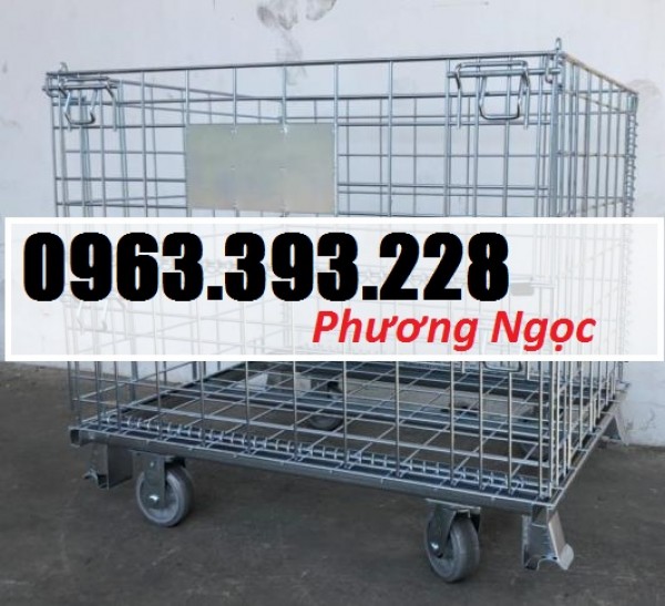 Lồng sắt trữ hàng, sọt lưới thép, lồng chứa hàng có bánh xe, sọt sắt đựng hàng 