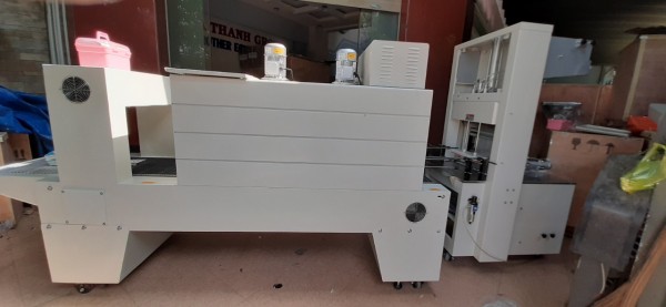 Máy cắt dán và rút màng co lốc chai, máy rút màng co cho lon/ lốc chai PE