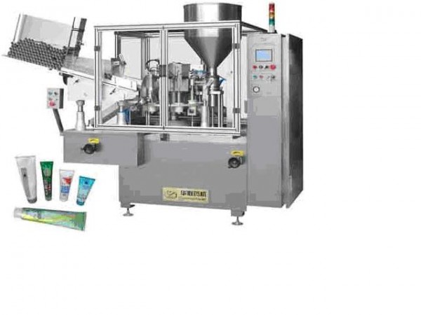 máy chiết rót và dán tuýp dầu nhớt, máy chiết rót dán tuýp nhựa bán tự động HZNF-50A