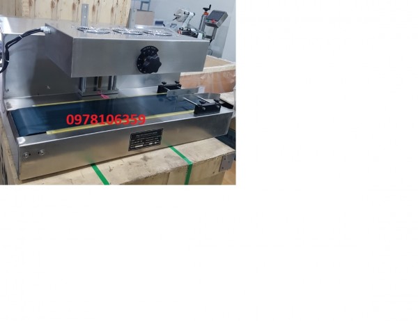 Máy dán màng siu tự động, máy ép màng nhôm trên nắp chai, hủ nhựa, máy ép siu liên tục