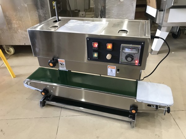 Máy hàn miệng túi liên tục dạng đứng, máy ép túi nilon, máy hàn miệng túi chè