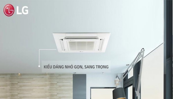Máy lạnh âm trần LG 4 hướng thổi mặt nạ được thiết kế nguyên khối cùng tông màu trắng trang nhã
