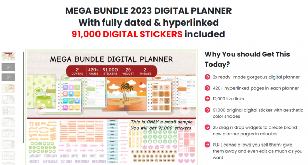 Mega Bundle Digital Planner 2023 OTO All 3 OTOs Details Here + VIP 2,000 Bonuses