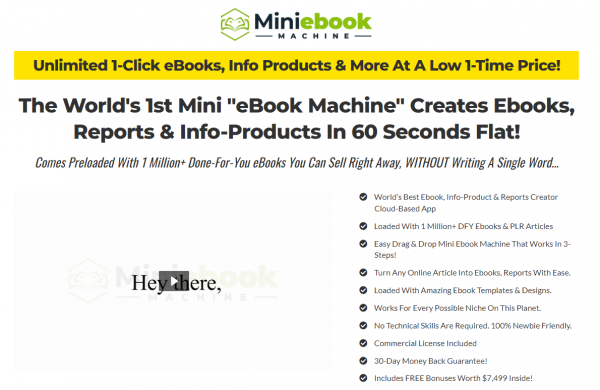 MiniEbook Machine OTO - 2022 Full 7 OTO Upsell Links + 88VIP 2,000 Bonuses Value $1,153,856