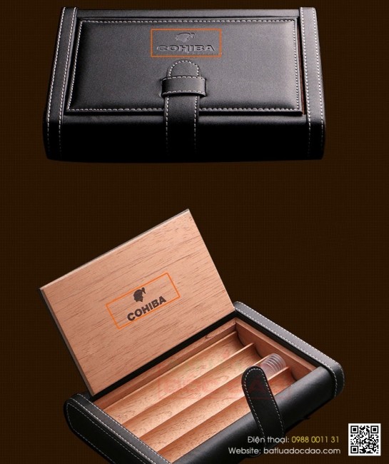 Mua quà cao cấp tặng sếp nam: hộp đựng xì gà 4 điếu Cohiba 0306