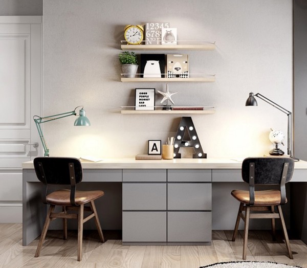 Những gợi ý bài trí bàn làm việc đôi cho nhà nhỏ