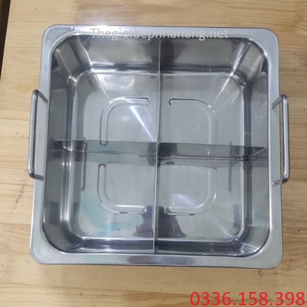 Nồi ăn lẩu inox 4 ngăn vuông cho nhà hàng giá tốt